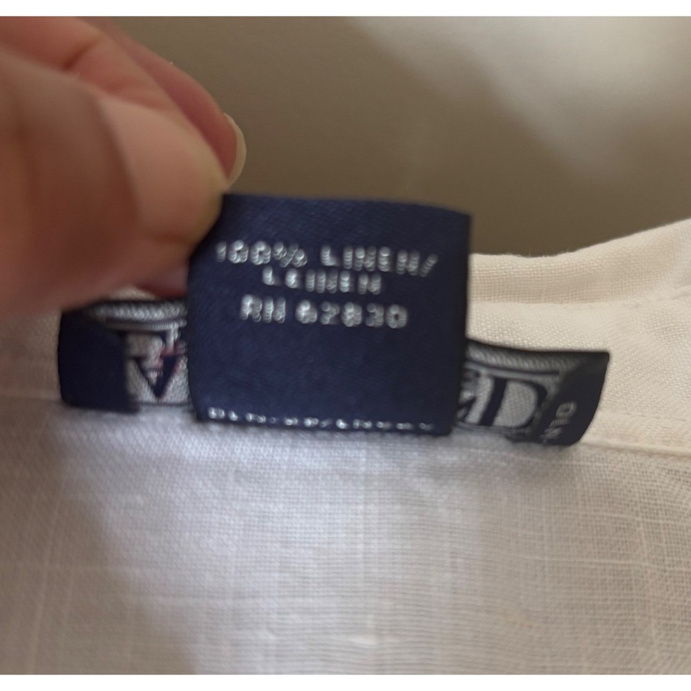 Lands End 100% Linen Long Sleeve Shirt Sz 12 Minimalist Capsule Coastal Preppy - Picture 5 of 8